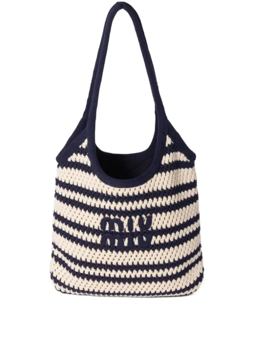 Sac cabas en crochet à rayures - Miu Miu - Modalova