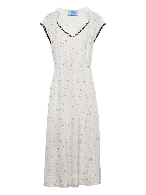 Prada floral-print pongé dress