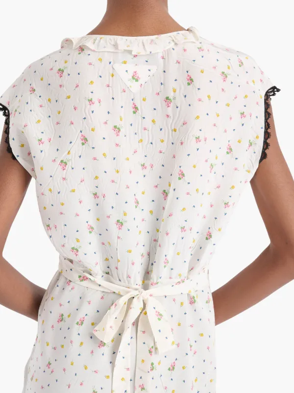 【プラダ・PRADA】Printed pongee dress Printed pongee midi dress in multicoloured - Prada | Mytheresa