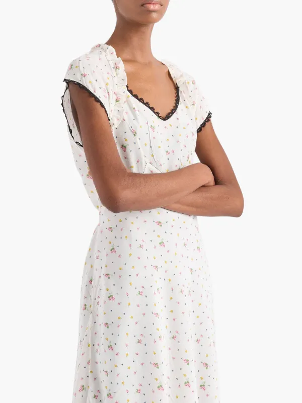 【プラダ・PRADA】Printed pongee dress Printed pongee midi dress in multicoloured - Prada | Mytheresa