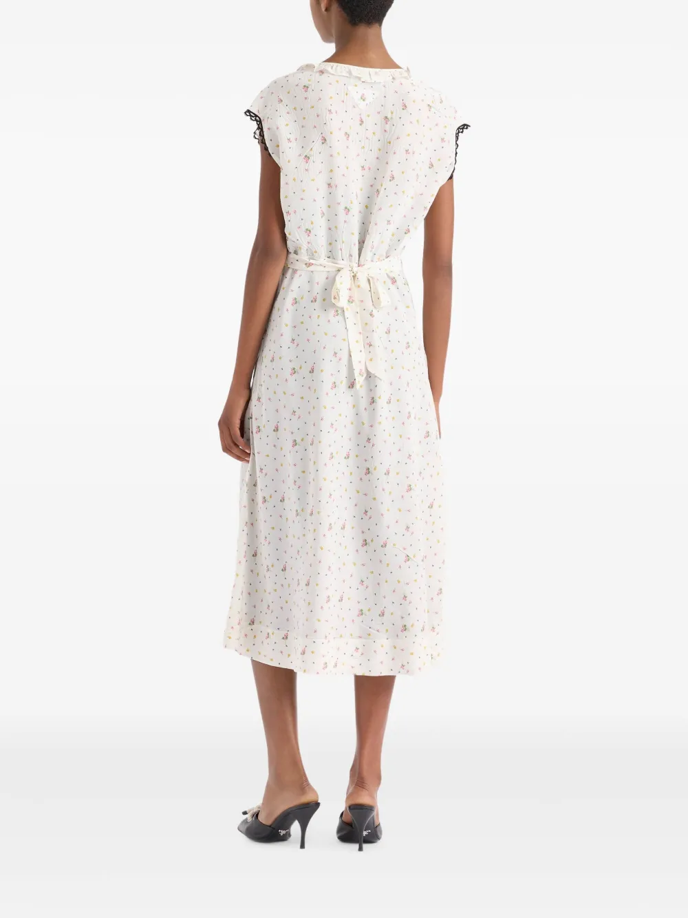 Prada Pongé jurk met bloemenprint Wit