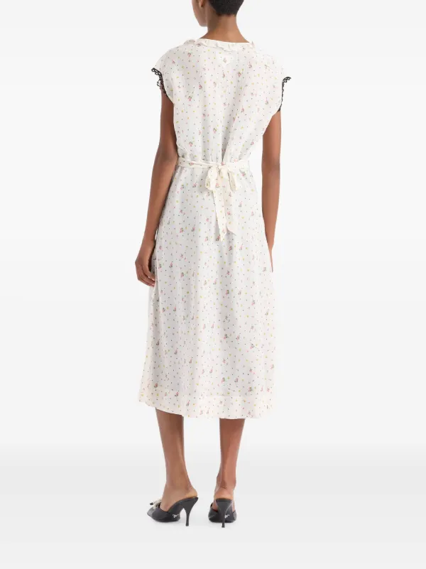 Prada floral-print Pongé Dress | White | FARFETCH