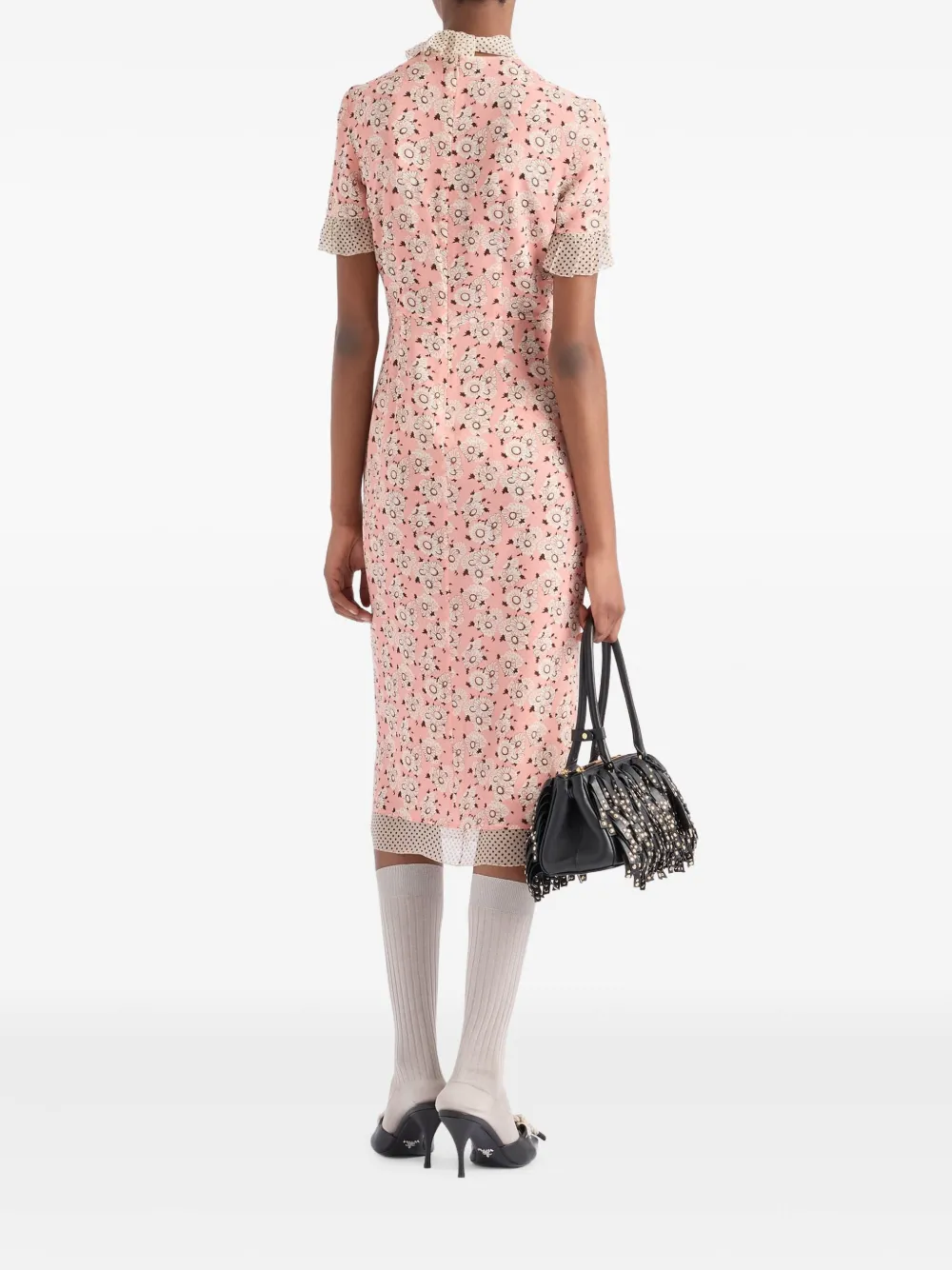 Prada Georgette midi-jurk met print Roze