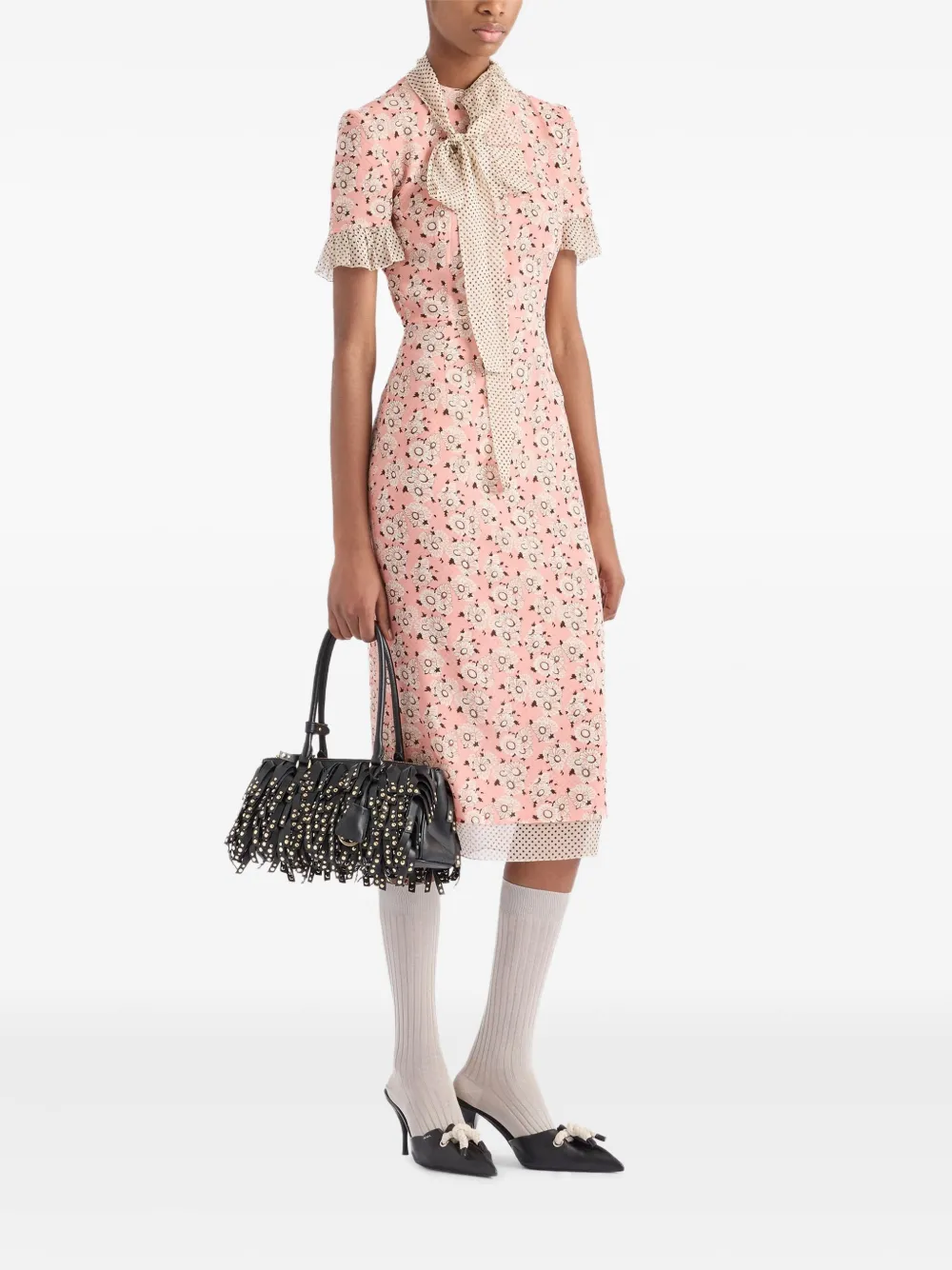 Prada Georgette midi-jurk met print - Roze