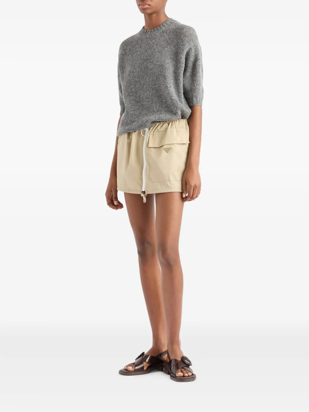 Prada Re-Nylon mini-rok - Beige