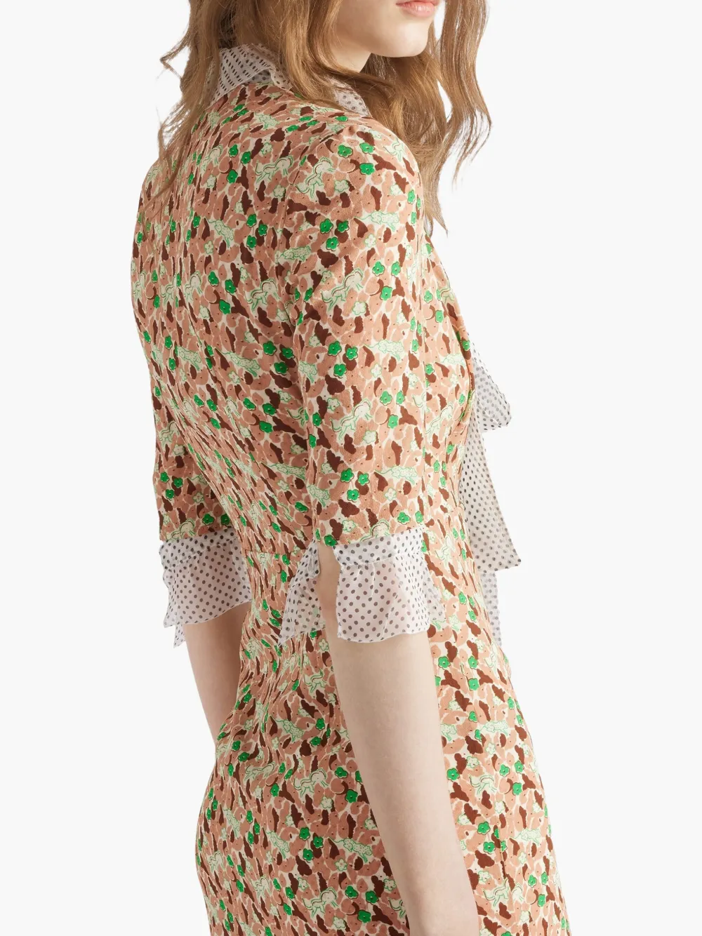 Prada Georgette midi-jurk met print Beige