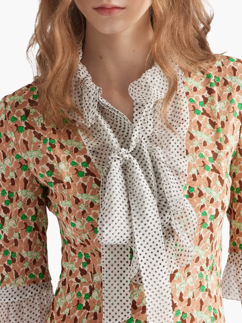 Prada Georgette midi-jurk met print Beige