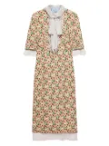 Prada printed georgette midi dress - Neutrals