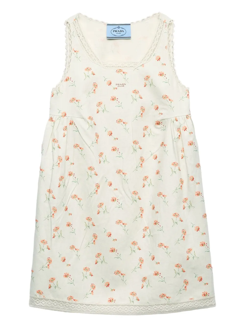 Prada robe en lin à fleurs | tons neutres | Image 1