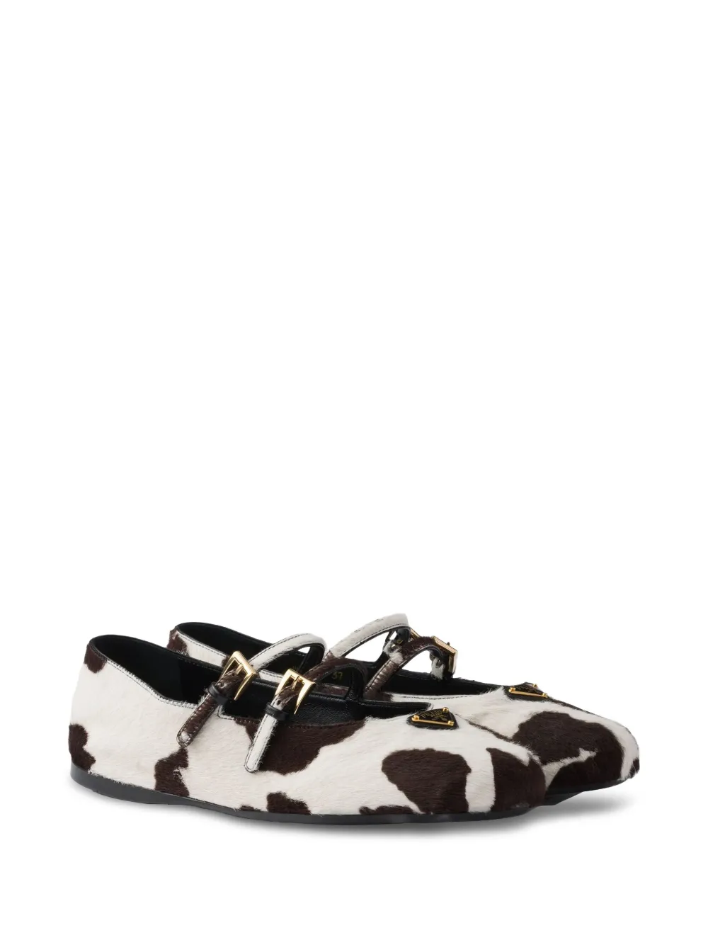 Prada Ballerina's met koeienprint Wit