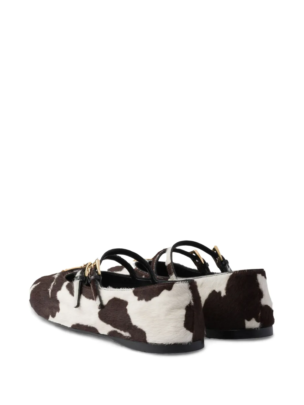 Prada Ballerina's met koeienprint Wit