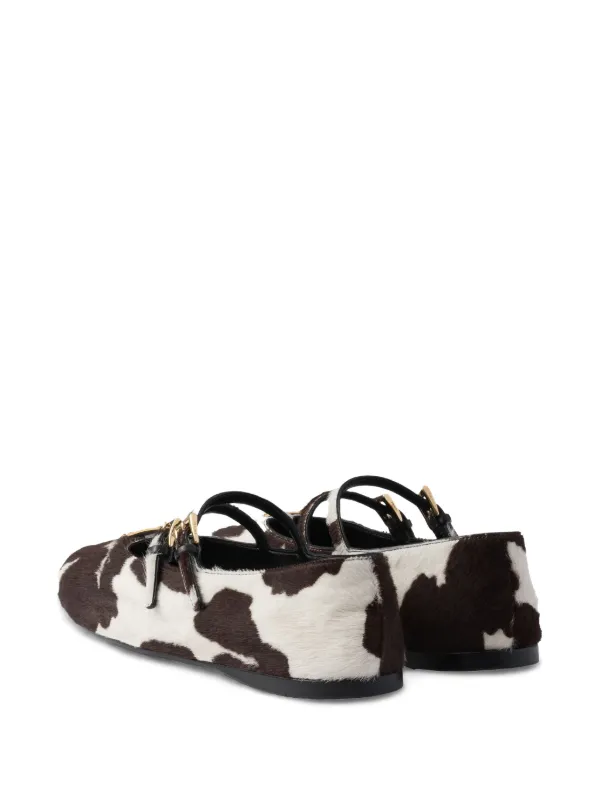 Prada cow-print Ballet Flats | White | FARFETCH