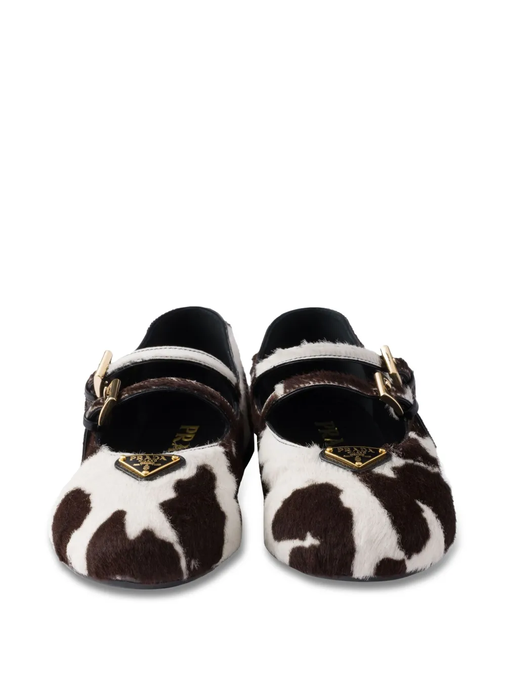 Prada Ballerina's met koeienprint Wit