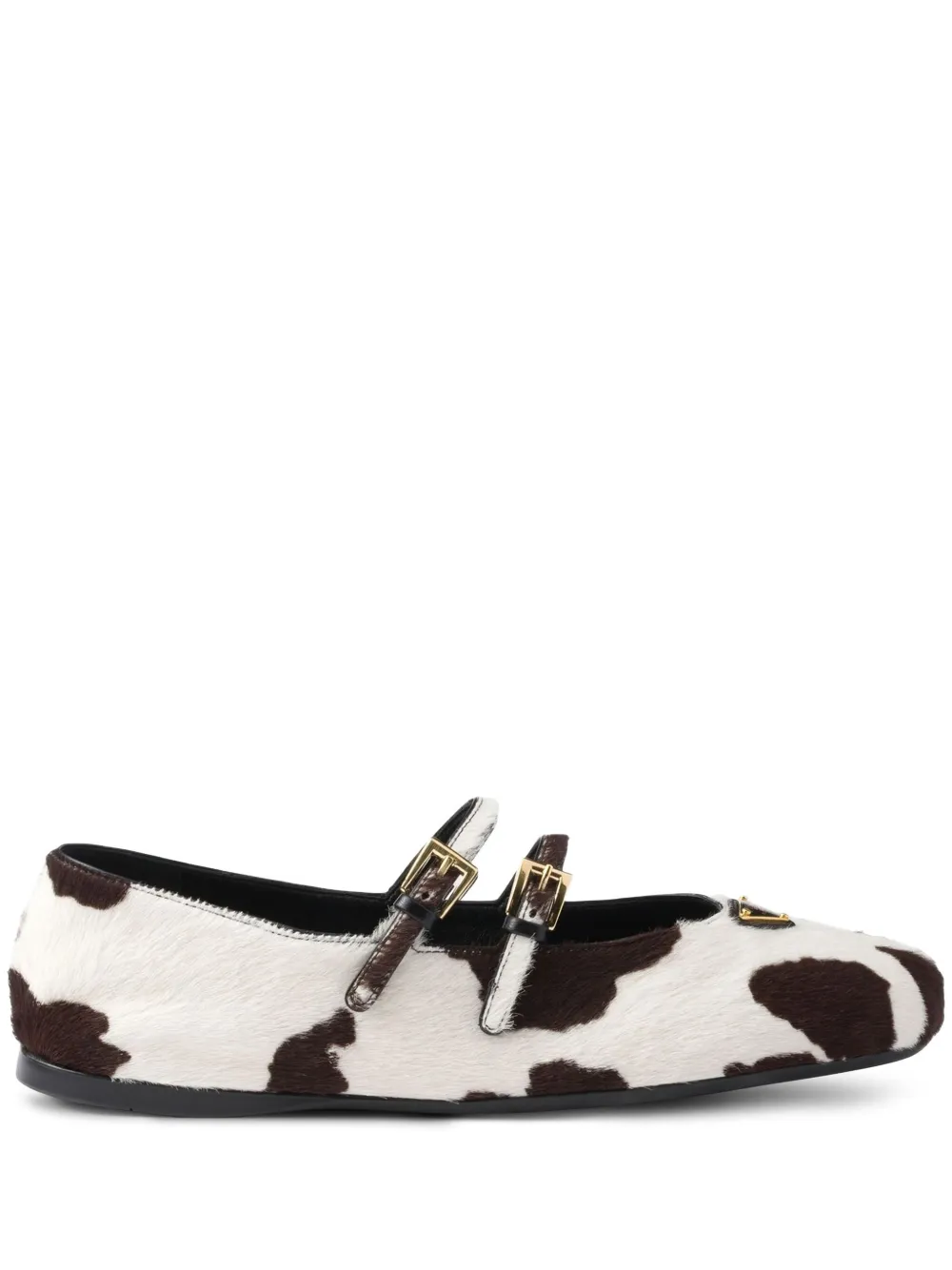 Prada Ballerina's met koeienprint Wit