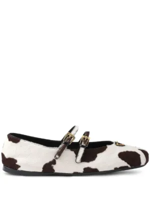 Prada cow-print Ballet Flats | White | FARFETCH CA