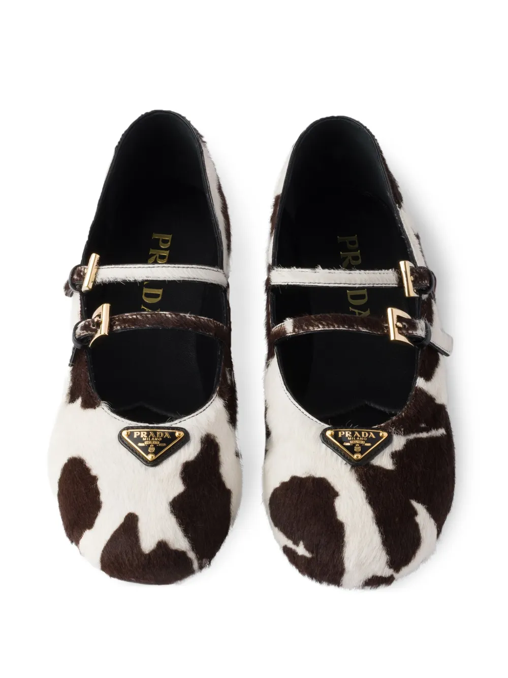 Prada Ballerina's met koeienprint Wit