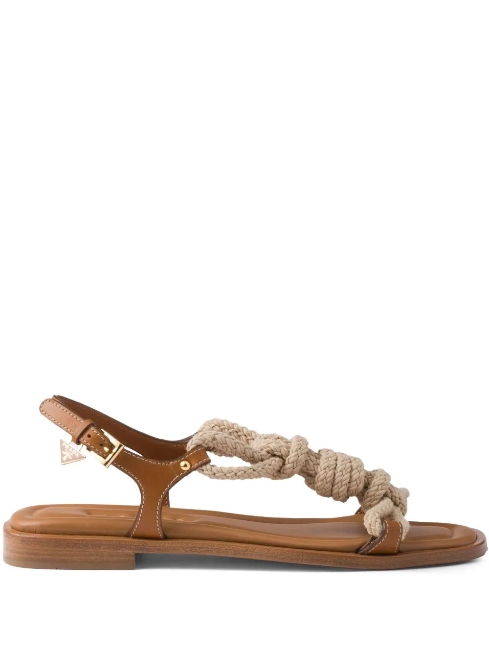 Prada rope-embellished flat sandals Brown