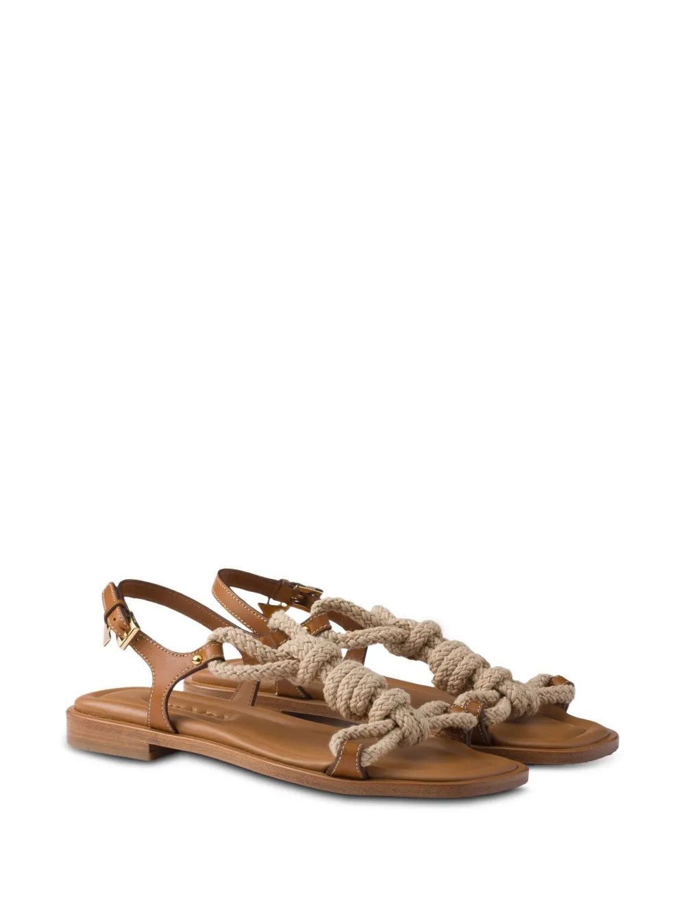 Prada rope-embellished flat sandals Brown