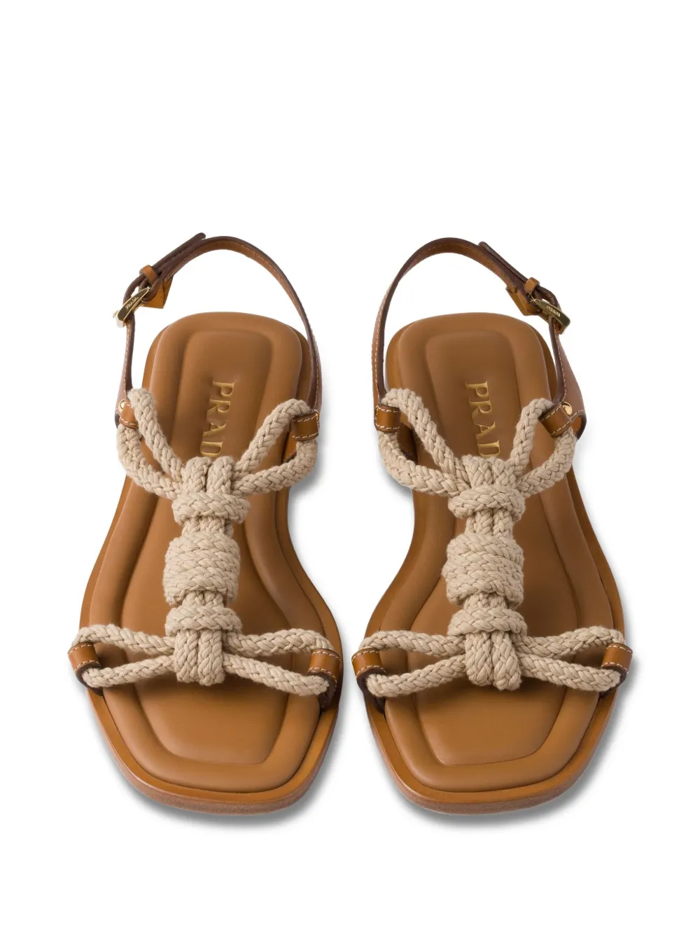 Prada rope-embellished flat sandals Brown
