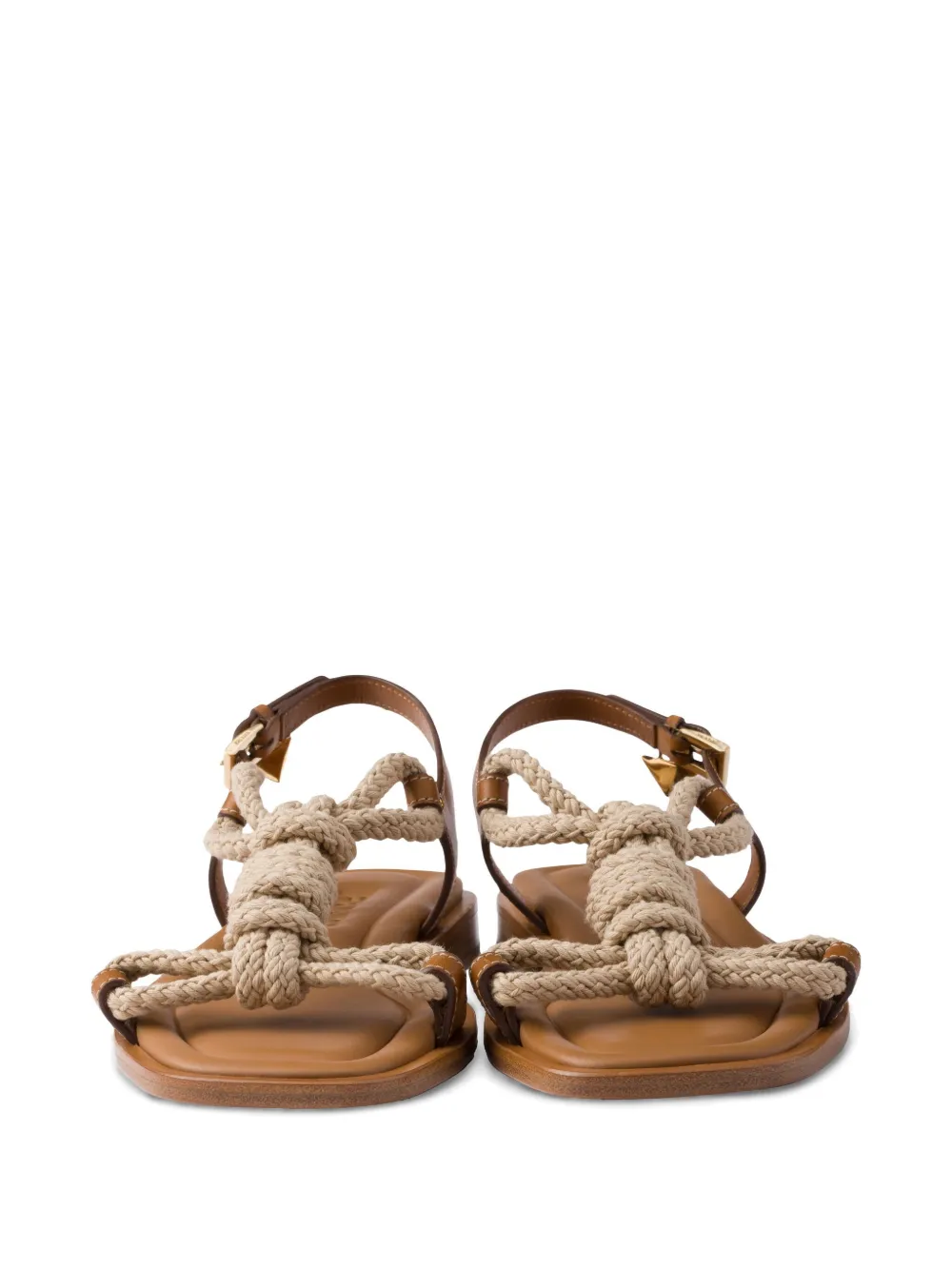 Prada rope-embellished flat sandals Brown