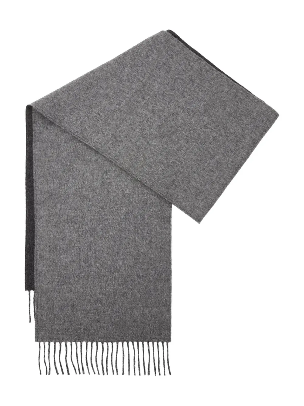 Loewe Logo-patch Fringed Scarf In Gray