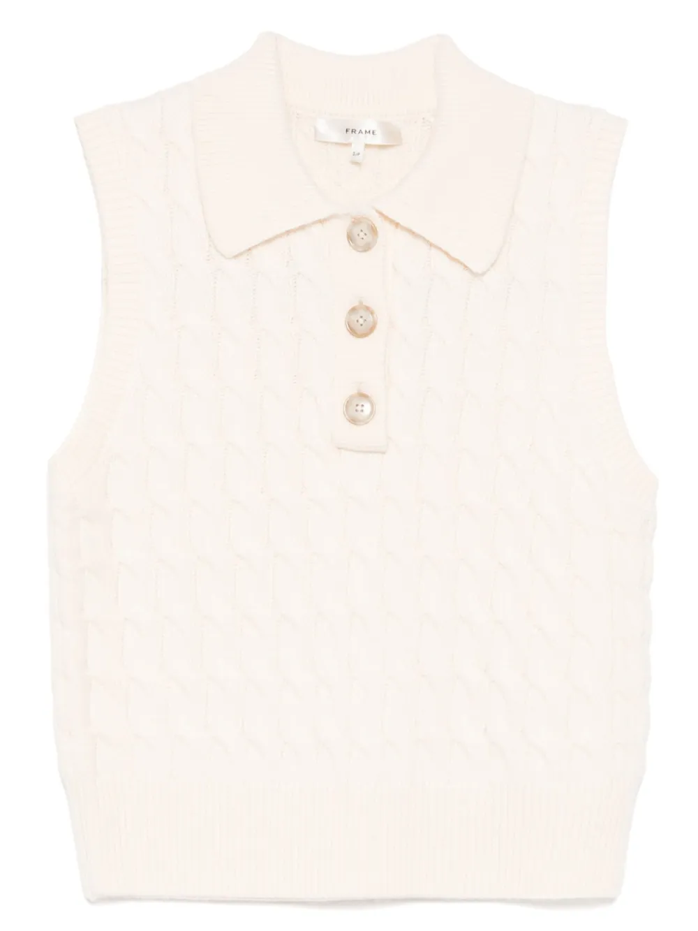 FRAME cable polo vest | White | Image 1