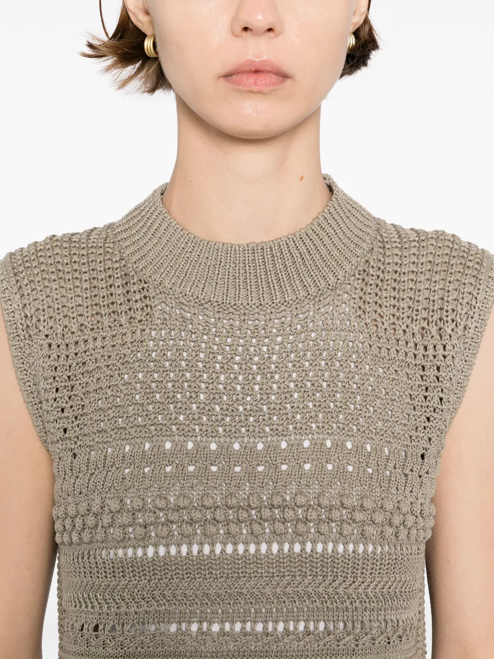 Shop Fabiana Filippi Cotton Vest In Brown