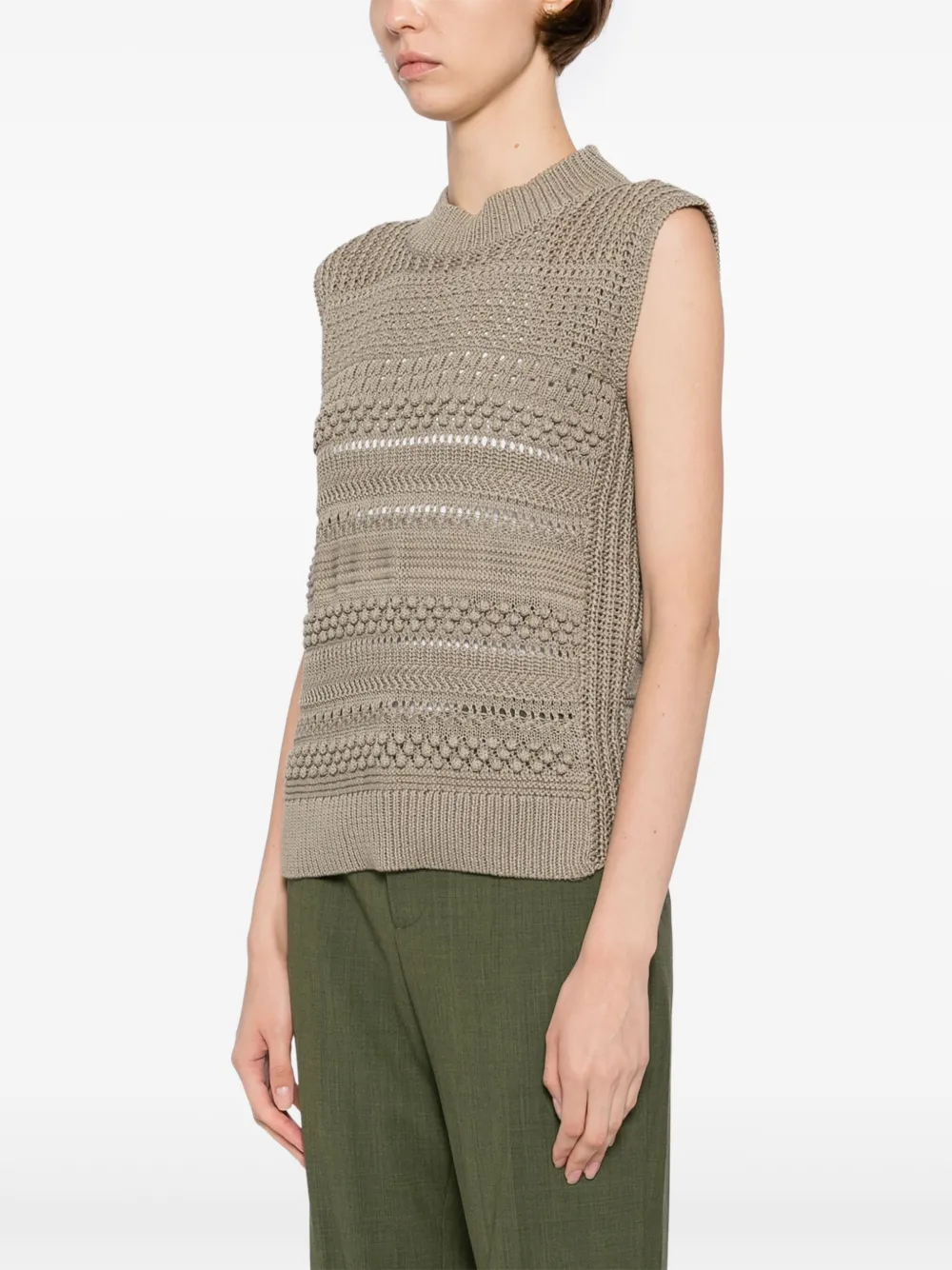 Shop Fabiana Filippi Cotton Vest In Brown