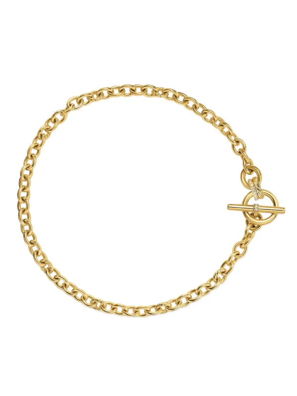 David Yurman 18K Yellow Gold DY Mercer® Petite Toggle Chain Diamond Necklace