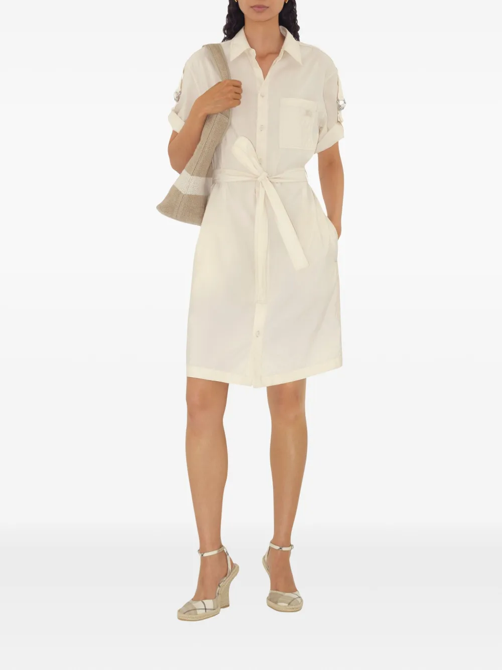 Burberry EKD-embroidered shirt dress - Wit