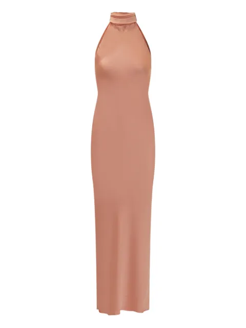 ACTUALEE high-neck satin maxi dress
