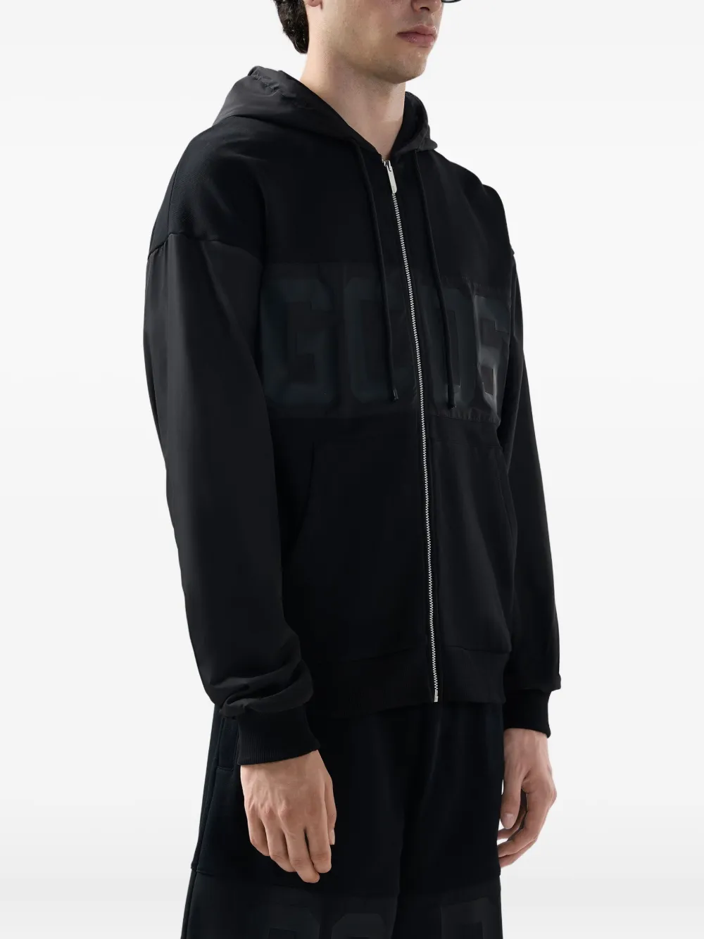 GCDS Hoodie met logo en ritssluiting Zwart