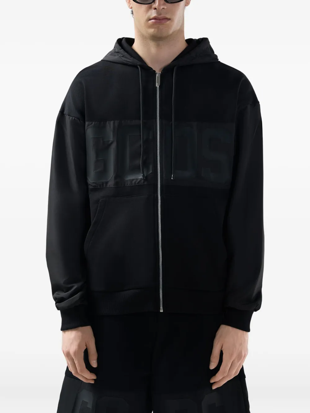 GCDS Hoodie met logo en ritssluiting Zwart