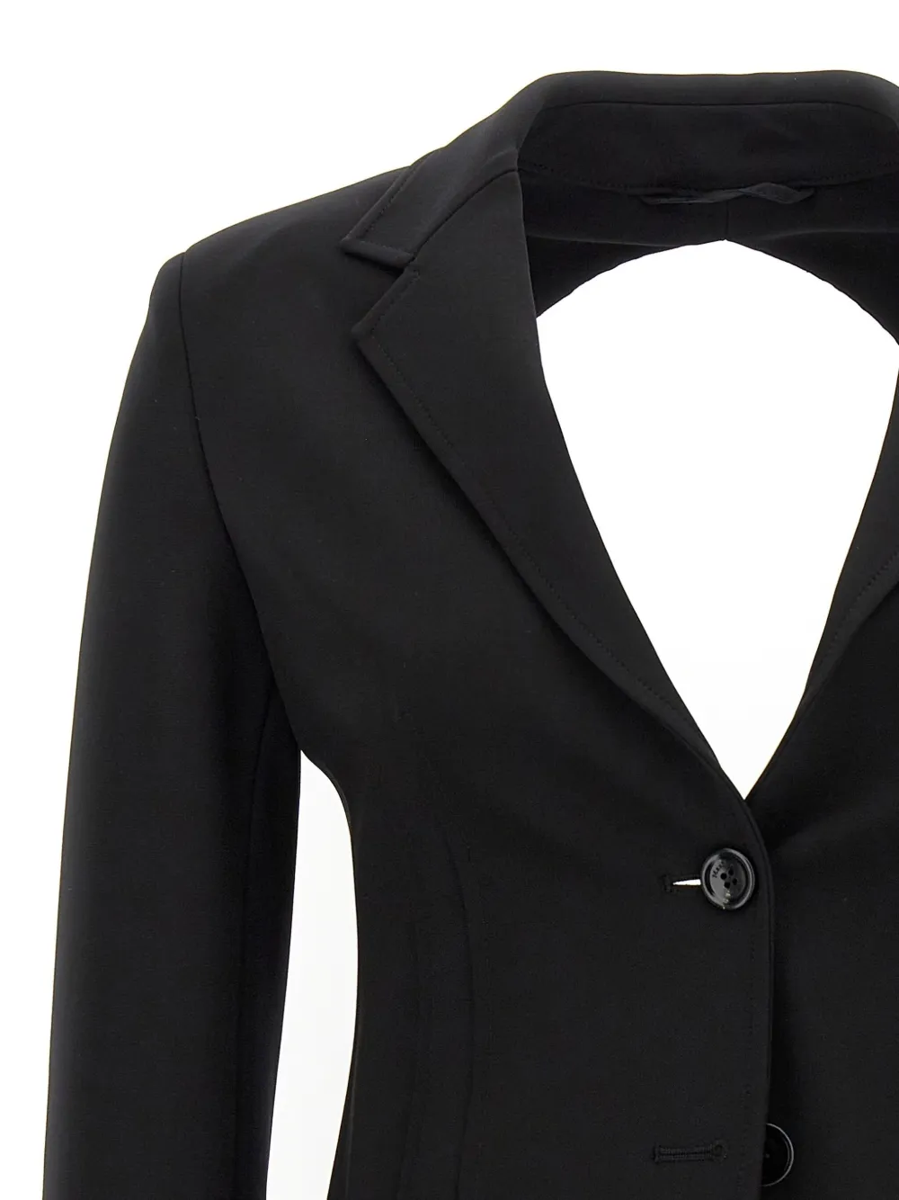 Max Mara Backless Jacket With Pockets And Lapel In Black
