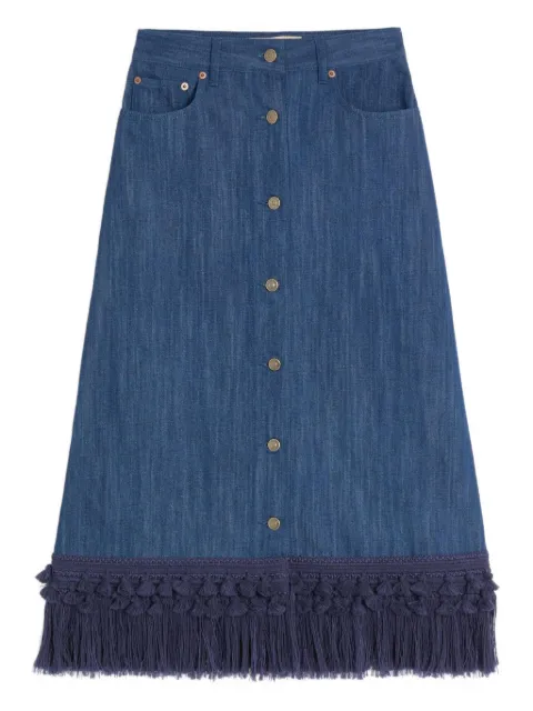 Valentino Garavani frayed hem denim skirt