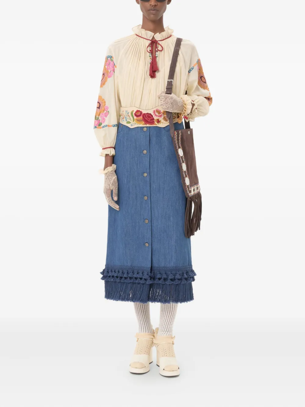 Valentino Garavani frayed-hem skirt | A-Line Skirts | Image 2