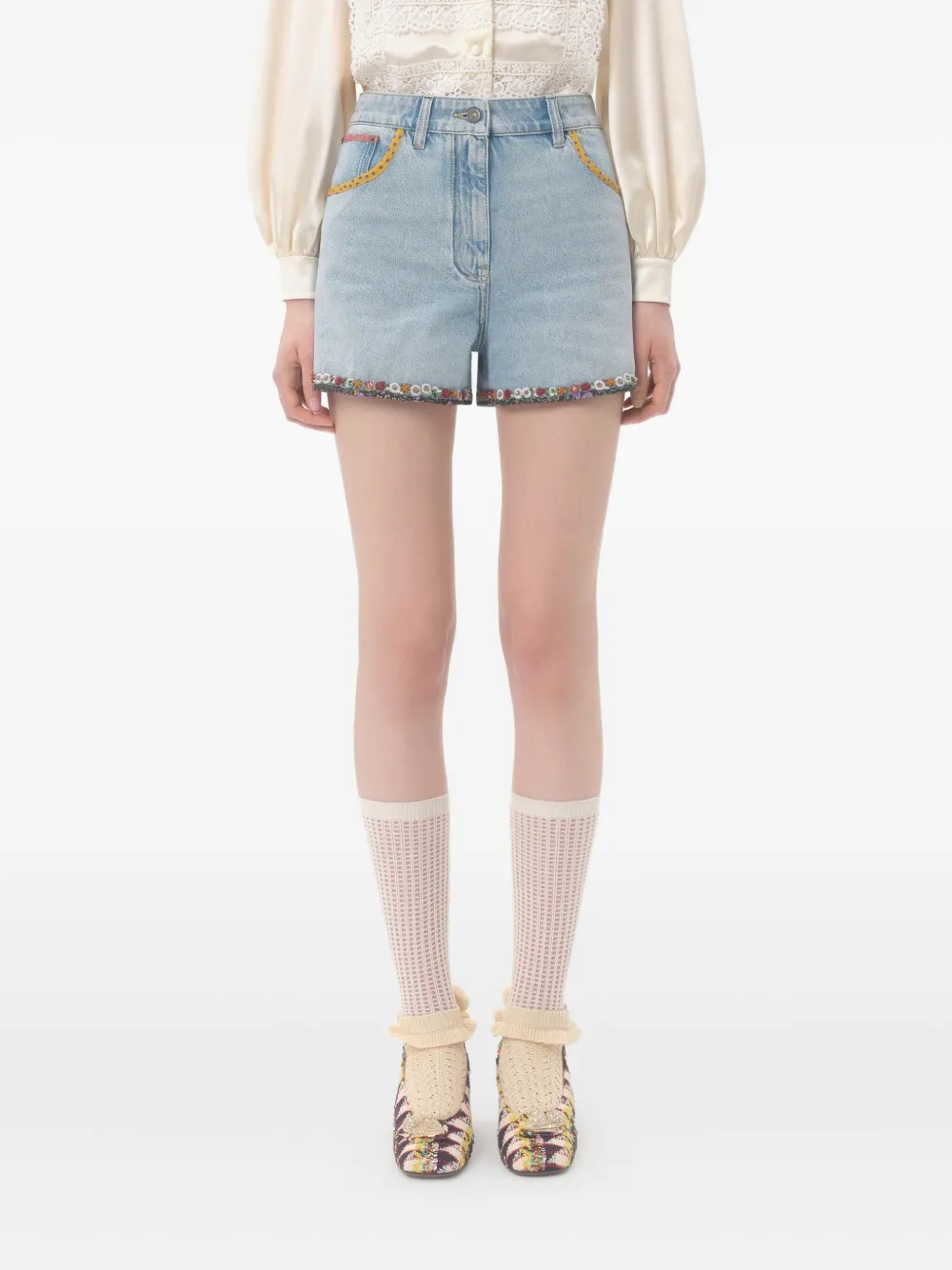 Valentino Cotton Shorts In Blue
