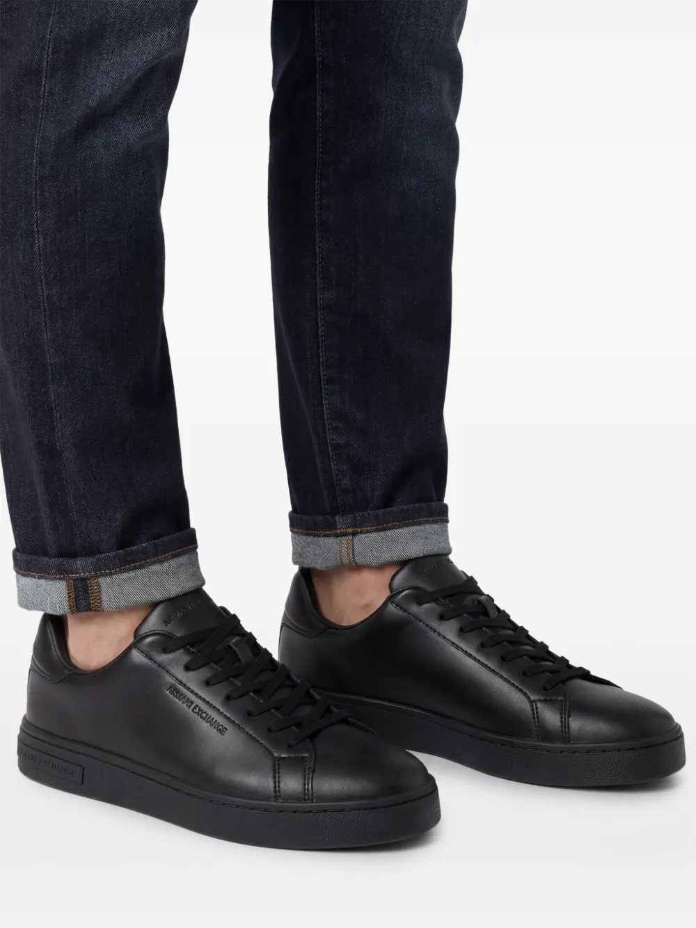 Armani Exchange Leren sneakers Zwart