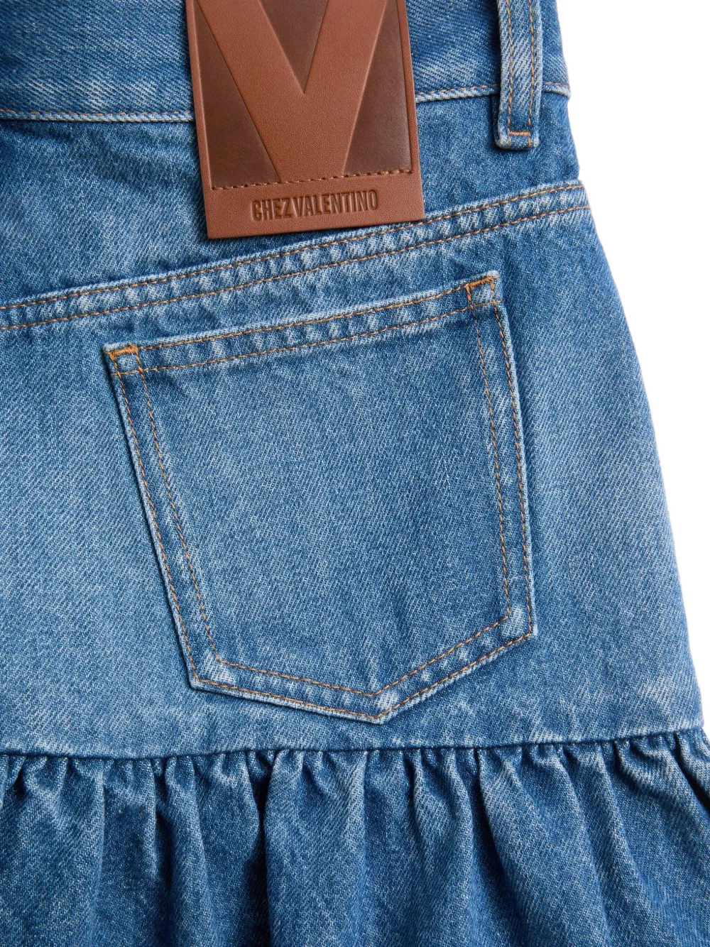 Valentino Garavani ラッフル デニムスカート | ブルー