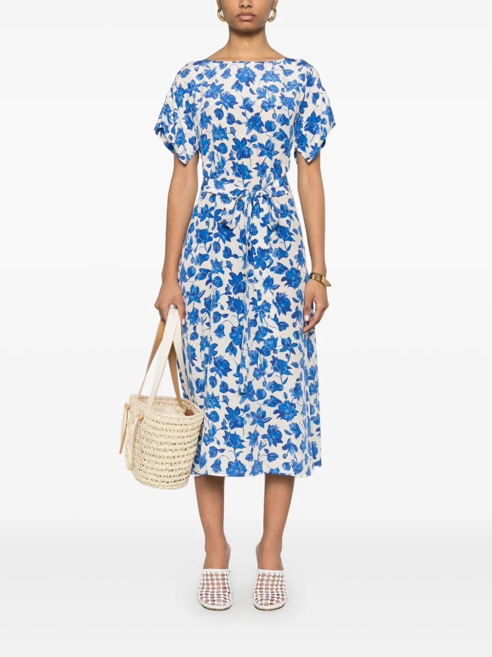 Weekend Max Mara Cannes Midi Dress In 白色