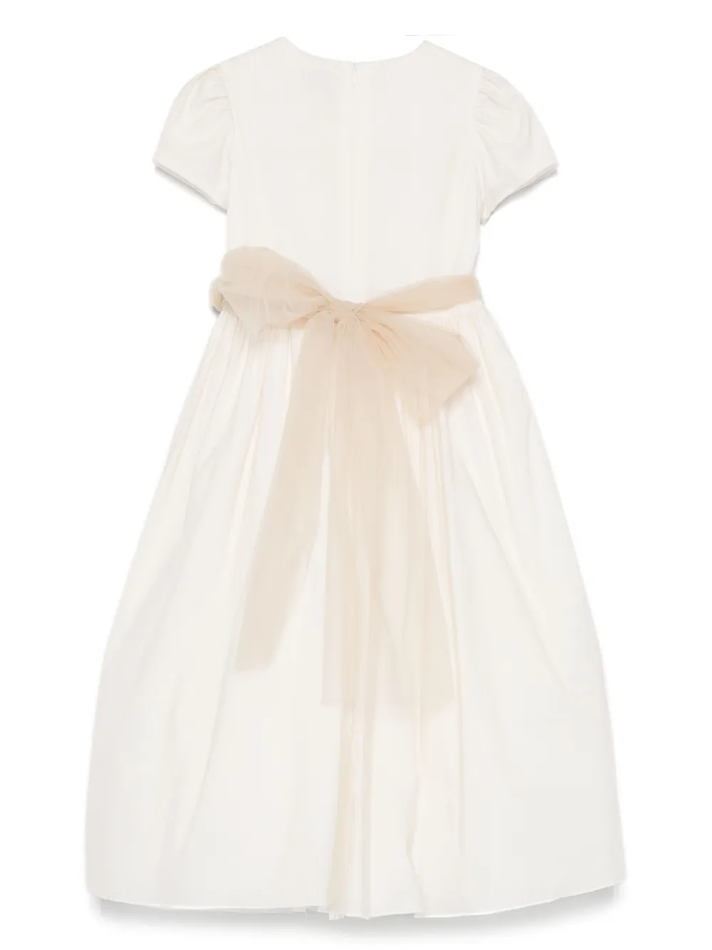 Il Gufo Gerafelde tulen jurk met ceintuur Beige