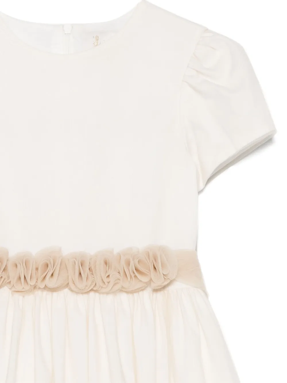 Il Gufo Gerafelde tulen jurk met ceintuur Beige
