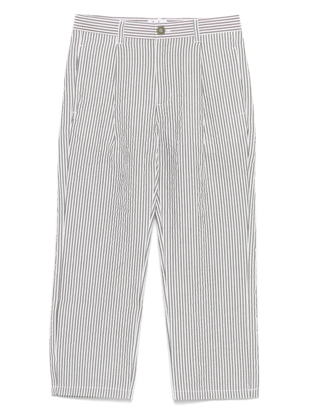Il Gufo Gestreepte seersucker broek Groen