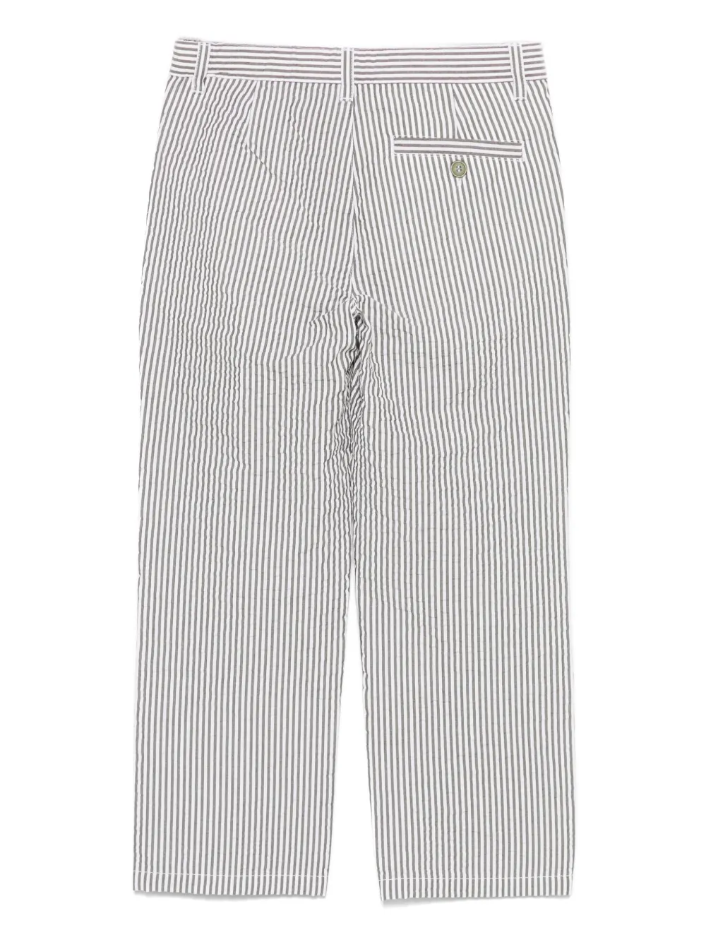 Il Gufo Gestreepte seersucker broek Groen