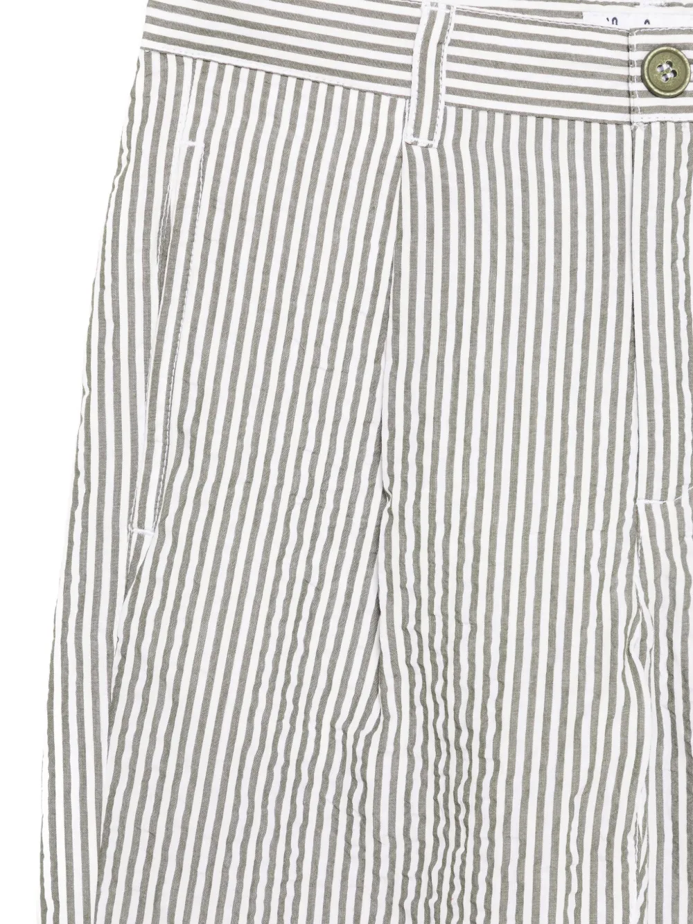 Il Gufo Gestreepte seersucker broek Groen