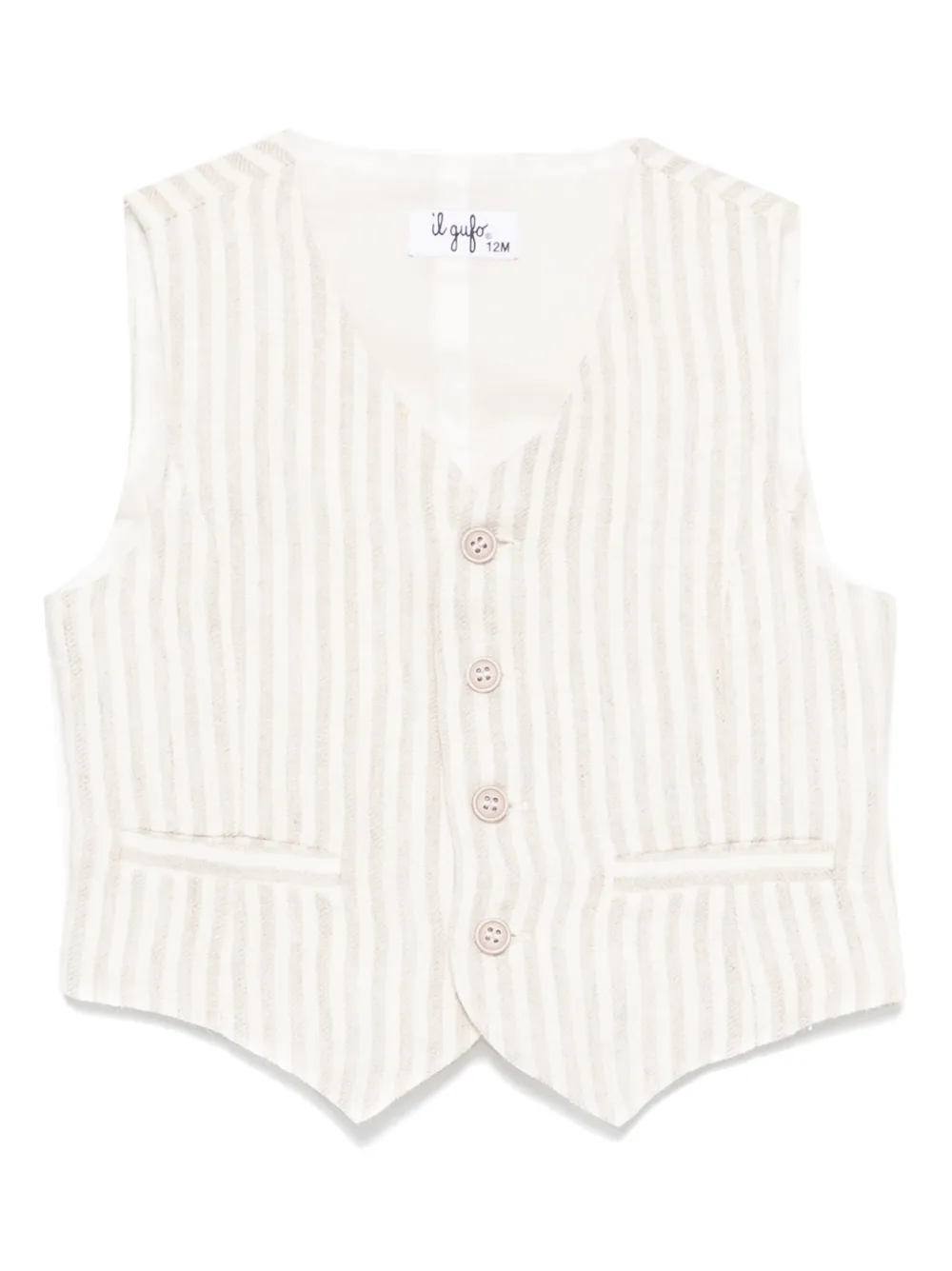 Il Gufo Gestreept linnen gilet Beige