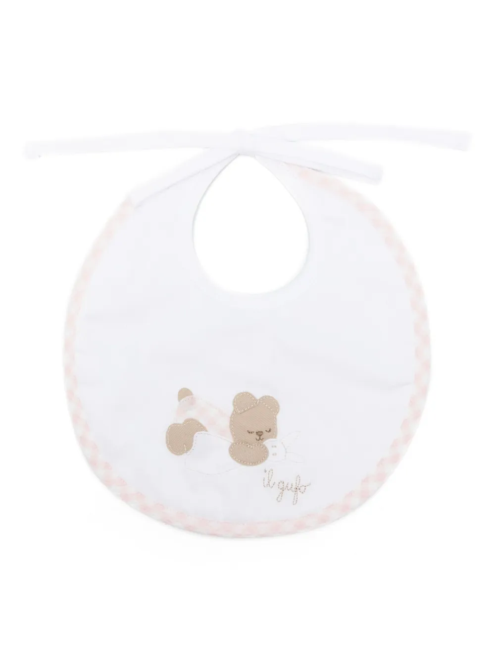 Il Gufo Slabbetje met geborduurde teddybeer Wit