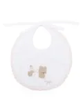 Il Gufo teddy bear-embroidered bib - White