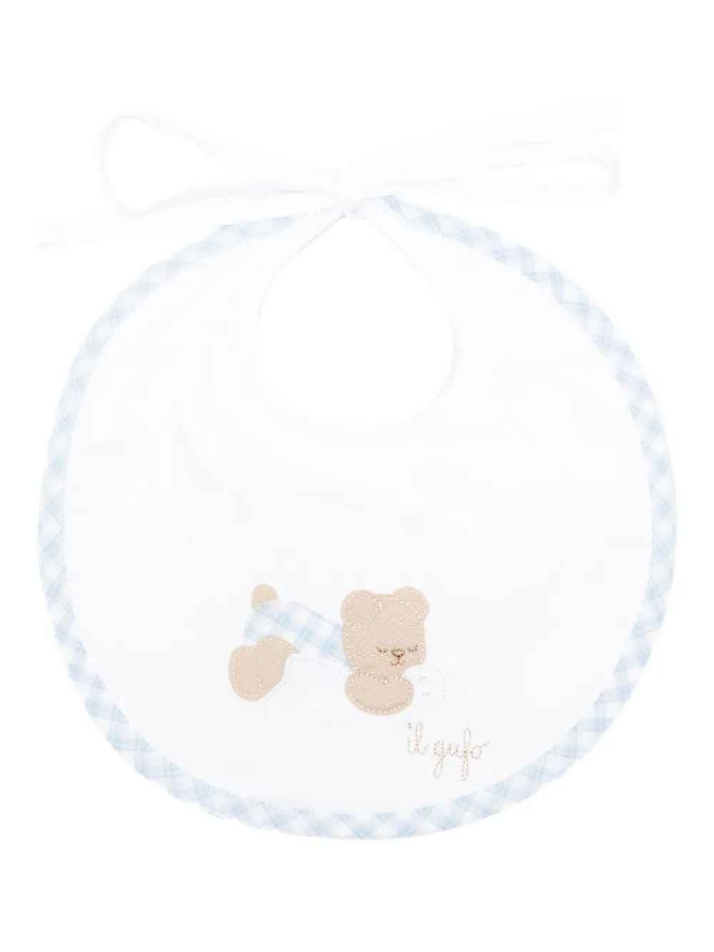 Il Gufo bavoir à ourson brodé | blanc | Image 1