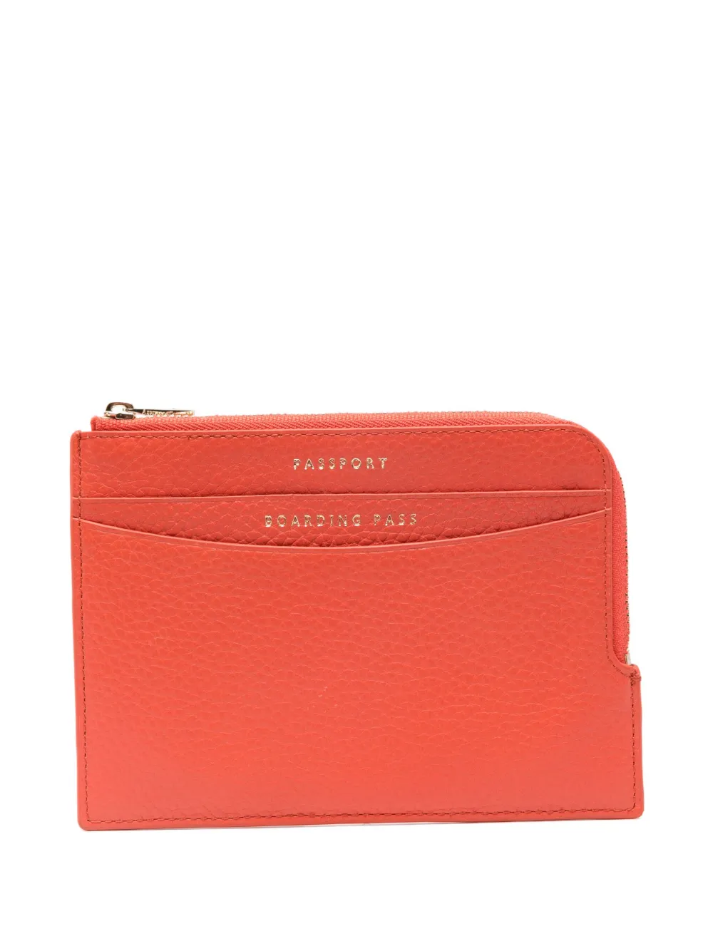 Aspinal Of London zipped pebble leather wallet Rood